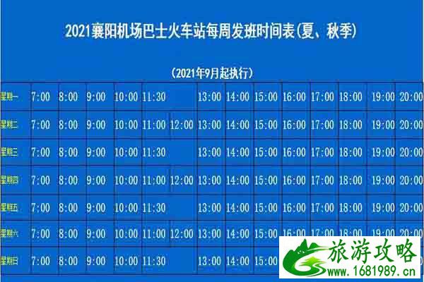 襄阳机场大巴时刻表-路线