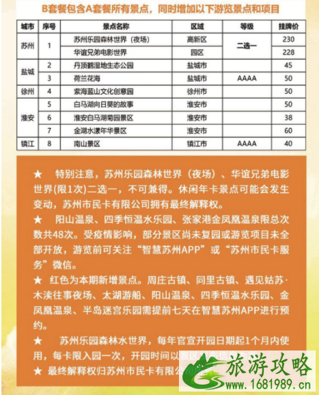 2021苏州休闲年卡景点名单及办理指南