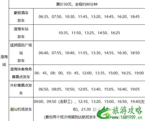 2021揭阳潮汕国际机场大巴最新时刻表 2021揭阳潮汕国际机场大巴最新时刻表