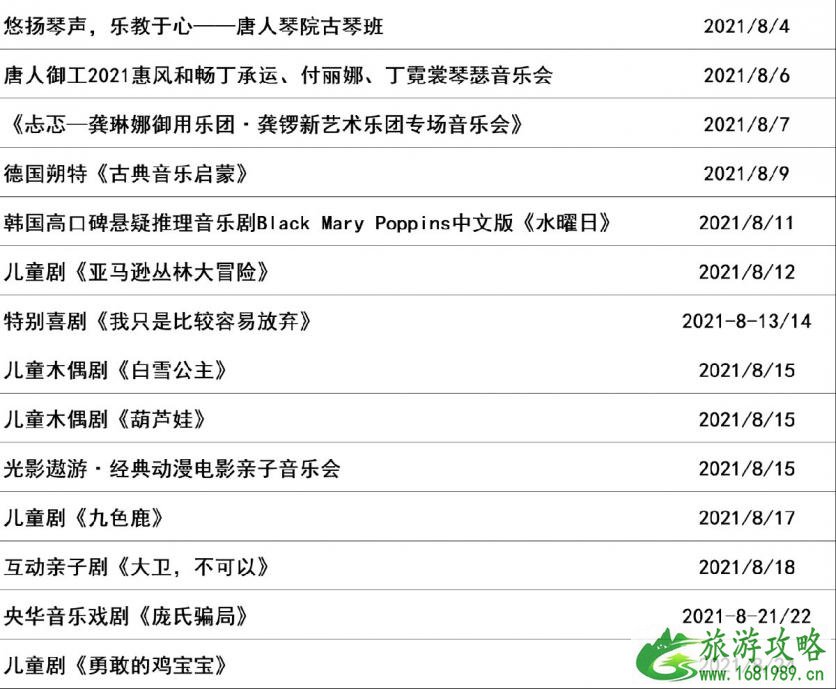 2021年8月因疫情大剧院近期演出取消通知 2021年8月因疫情大剧院近期演出取消通知