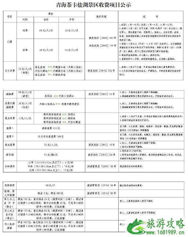 2021茶卡盐湖景区项目收费标准-最佳旅游时间