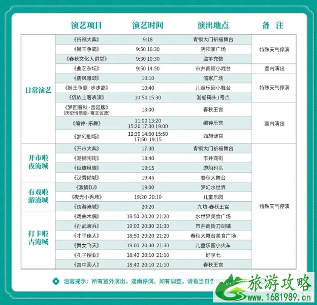 2020淹城春秋乐园夜公园表演时间表及预约指南 2020淹城春秋乐园夜公园表演时间表及预约指南