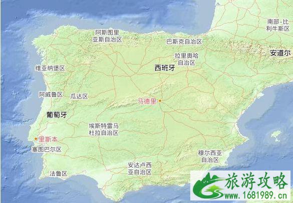 西班牙地理位置地图 西班牙地理位置地图