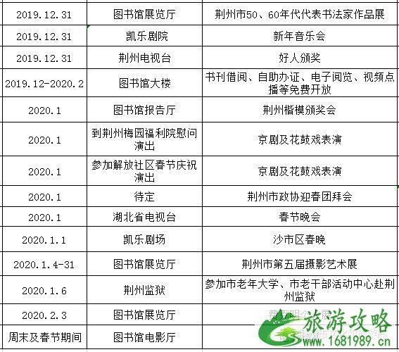 荆州元旦春节文化活动汇总 附2020活动安排表 荆州元旦春节文化活动汇总 附2020活动安排表