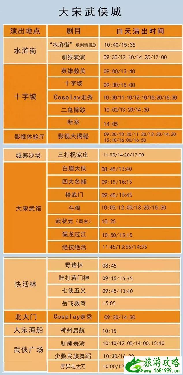 万岁山大宋武侠城节目表演时间