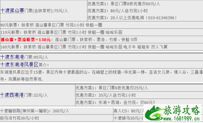 2022北京十渡景点门票+交通+开放时间 2022北京十渡景点门票+交通+开放时间